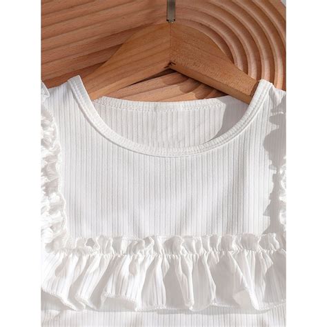 Buy Hopscotch 2-Piece Ruffle Embellished Top and Denim Skorts Online