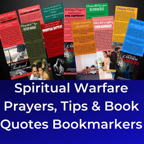 Spiritual warfare prayers, tips, and book quotes bookmarkers