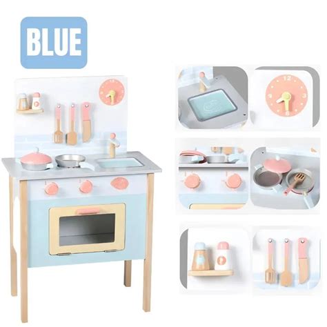 Blue Wooden Kitchen Set - Eduspark Toys