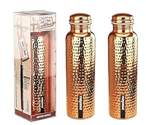 Nayasa DIMPLE COPPER BOTTLE_1075 ML_SET OF 2 : Amazon.in: Home & Kitchen