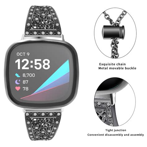 Fitbit Versa/2/3/4 and Fitbit Sense/2 Band, Stainless Steel Bracelet ...