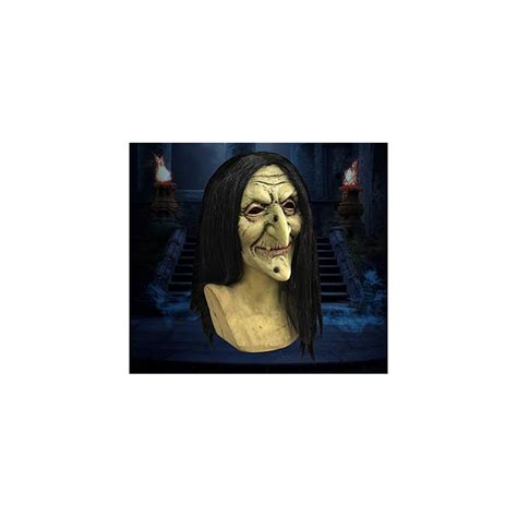 Buy Old Woman Witch Mask Green Face Halloween Creepy Scary Horror ...