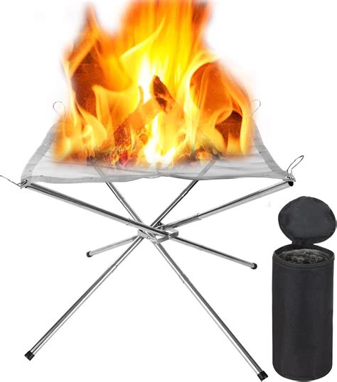 LOLYSIC Portable Fire Pit for Camping, Outdoor Small Folding Fire Pit ...