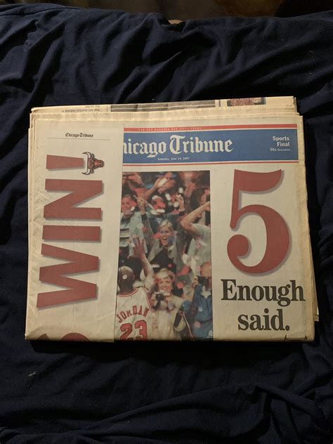 Chicago Tribune newspaper Chicago Bulls win 5th NBA championship June ...