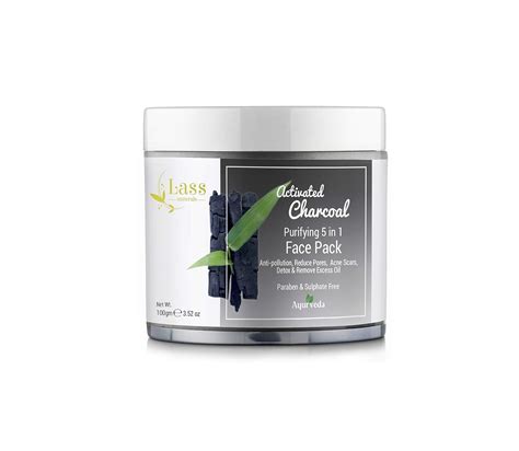 Lass Naturals 5-In-1 Activated Charcoal Purifying Face Pack, Black, 100 ...