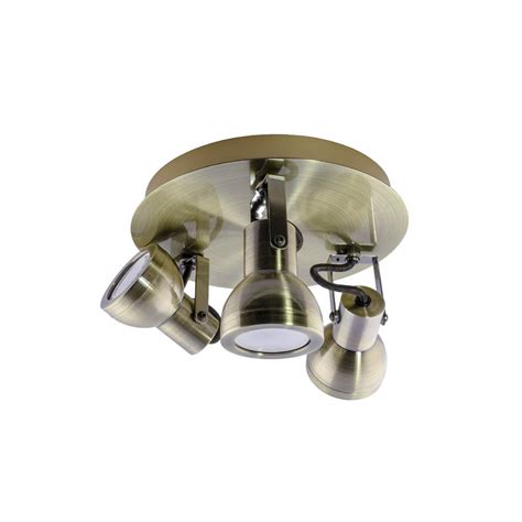 Plafón de techo de tres focos orientables modelo Heli con acabado cuero