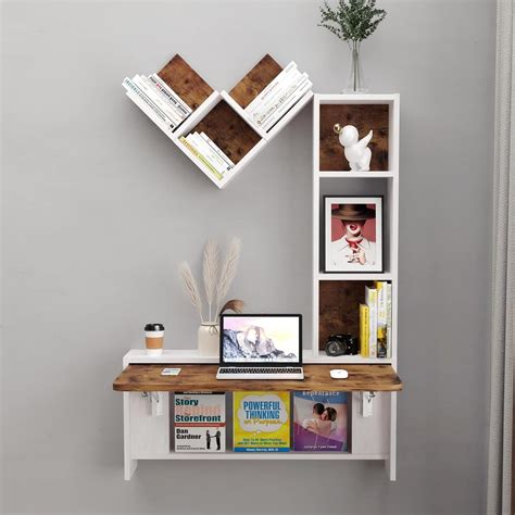 Amazon.com: IFANNY Wall Mounted Desk, Wall Computer Desk w/Storage ...