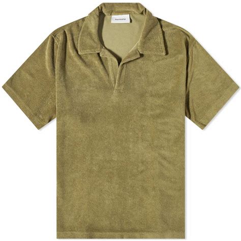 Harmony Men's Tao Terry Cloth Polo Shirt in Khaki Harmony