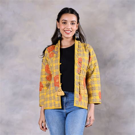 Buy Dianthus Mustard Quilted Jacket | Rustorange