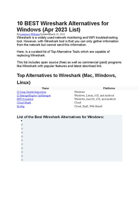 10 BEST Wireshark Alternatives for Windows - However, with Wireshark tool is that you can only ...