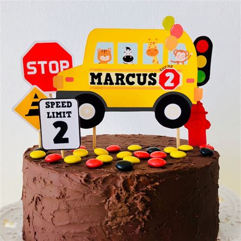 Buy Wheels on the Bus Cake Topper/ Wheels on the Bus Birthday Cake ...