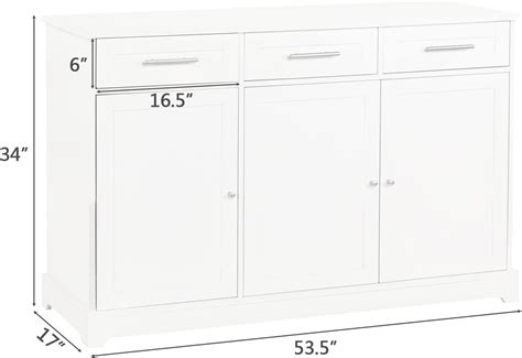 Buy VINGLI Sideboard Cabinet Buffet Table Kitchen Storage Cabinet White ...
