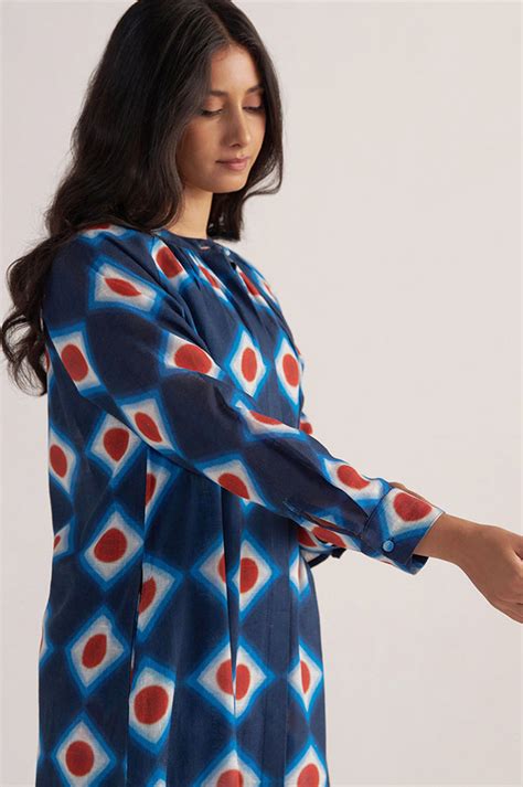 Deep Blue Cotton Linen Printed Co-ord Set — GAIA by Archie