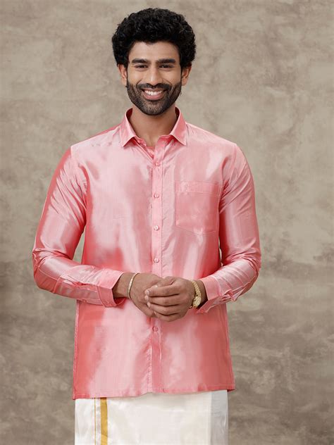 Men Silk Feel Pink Colour Shirt SFC02