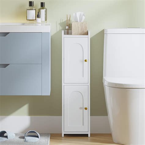 Bathroom Storage Cabinet, Corner Floor Cabinet with 2 Doors and ...