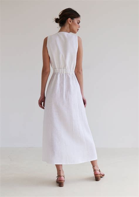 Linen Dress RIVIERA/ Sleeveless Linen Wrap Dress / Long Wrap Dress ...