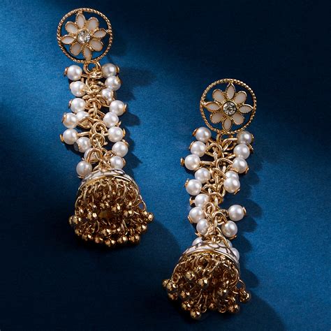 Buy White Enamel Long Jhumka Earring Online - Accessorize India