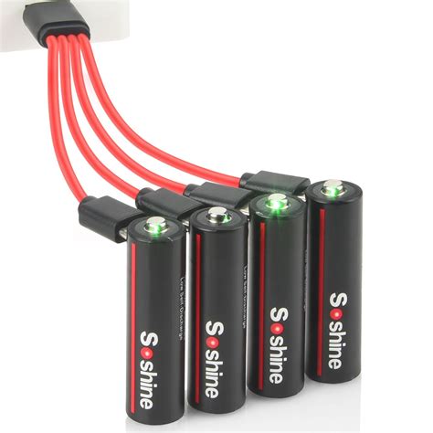Amazon.com: Soshine Rechargeable Lithium AA Batteries - USB C AA ...
