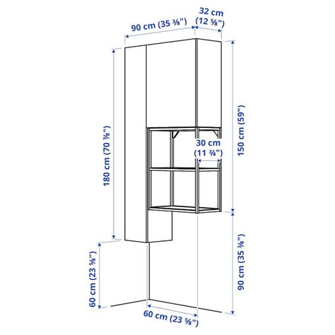 ENHET storage combination, anthracite/white, 90x32x180 cm (353/8x125 ...