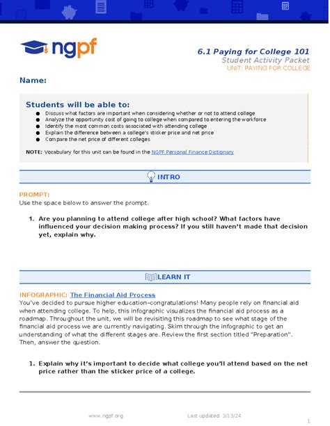 Paying for College 101: Factors, Costs & Financial Aid Process - Studocu