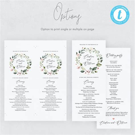 Image result for Wedding Service Program Template