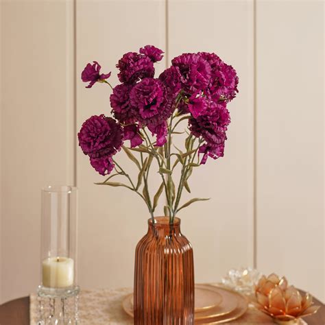 Purple Carnation Faux Flower Stem - Single