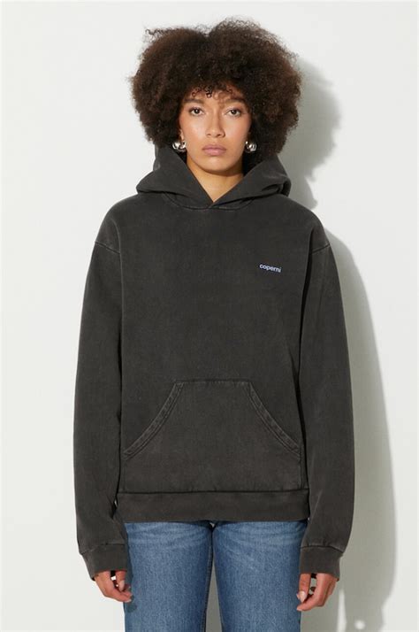 Coperni bluza Washed Horn Hoodie damska kolor czarny z kapturem ...