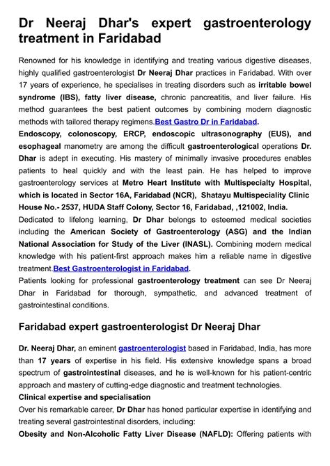 PPT - Expert Gastroenterology Care in Faridabad by Dr. Neeraj Dhar PowerPoint Presentation - ID ...