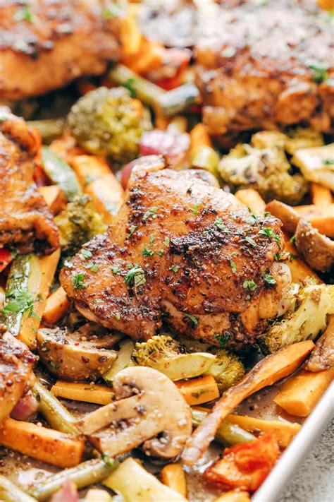 Sheet Pan Honey Balsamic Chicken Thighs with Veggies (Gluten Free)