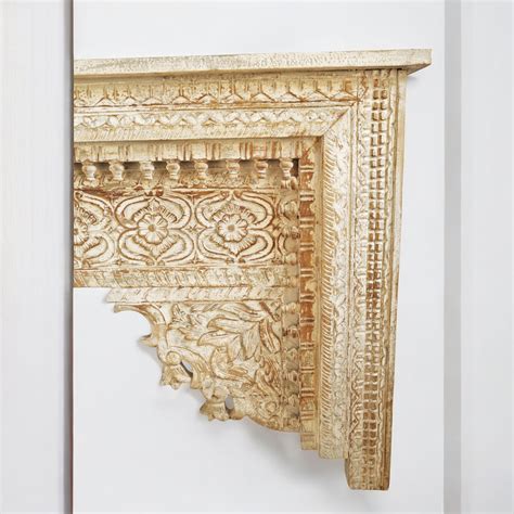 Washed Carved Floral Patterns Arch Console Table - carved console tabl ...