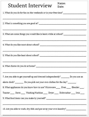 Student Interview Worksheet 的图像结果