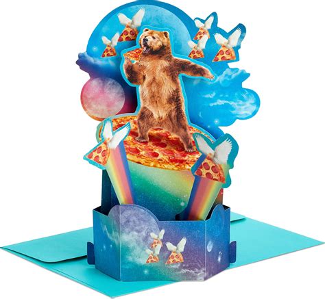 Hallmark Funny Pop Up Birthday Card for Him (Pizza Bear) Paper Wonder ...