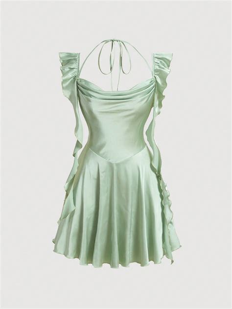 Women Dresses | Short green dress, Green satin dress, Light green dress