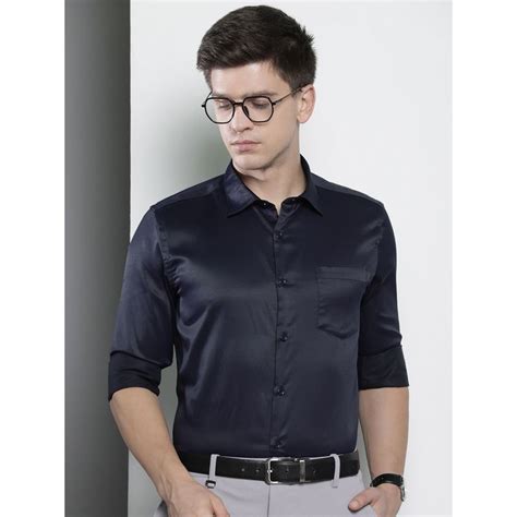 Buy The Indian Garage Co Men Slim Fit Solid Full Sleeves Cutaway Collar ...