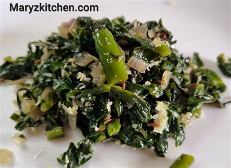 stir fried malabar spinach recipe - Mary's Kitchen