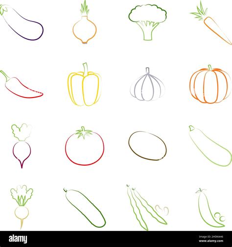 Set of outlines of vegetables, vector illustration Stock Vector Image & Art - Alamy