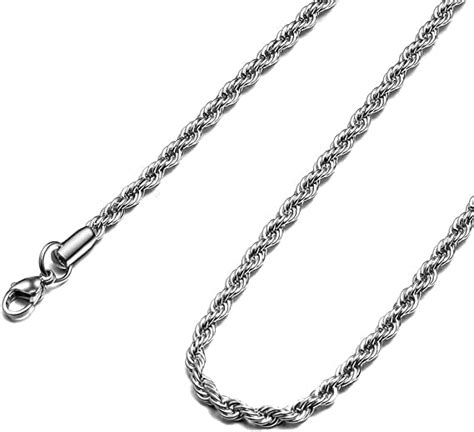 MEENAZ Chain for Men Boys Silver Neck Chains Rope Fashion jewellery ...