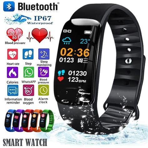 IP67 Waterproof Smart Bluetooth Watch Heart Rate Blood Pressure Sport Calorie Counter SMS ...