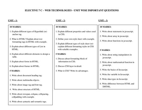 Web-technologies - Important questions - ELECTIVE 7 C – WEB ...