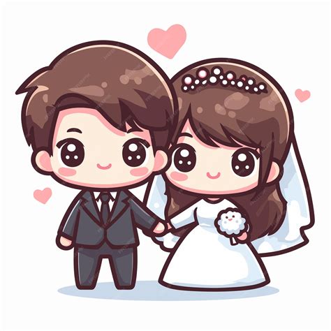 Premium Vector | Vector cute wedding couple in cartoon style