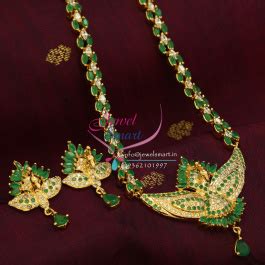 Indian Traditional Fashion Jewelry Gold Plated Emerald White Peacock ...
