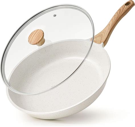 Amazon.com: SENSARTE Nonstick Ceramic Frying Pan with Lid 8/9.5/10/11 ...