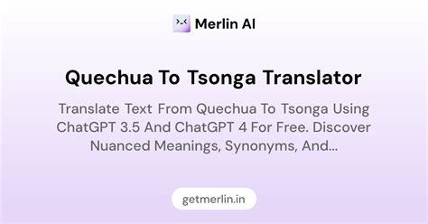 Quechua to Tsonga Translator