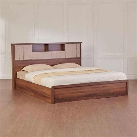 Buy Leon Bond King Bed with Hydraulic Storage - Brown from Home Centre ...