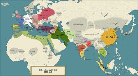 Map of the Old World in the year 1000 | Map, World history map, Word map