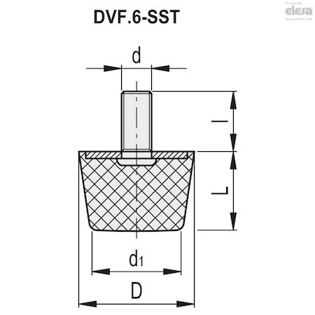 Elesa Threaded stud, DVF.6-25-17-SST-M6-8-55 DVF.6-SST | Zoro