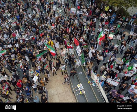 (Editors note image taken by a drone) People rally at the Union Square ...