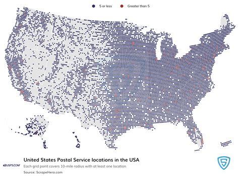 Map Of All 31,542 USPS Locations In The US By State