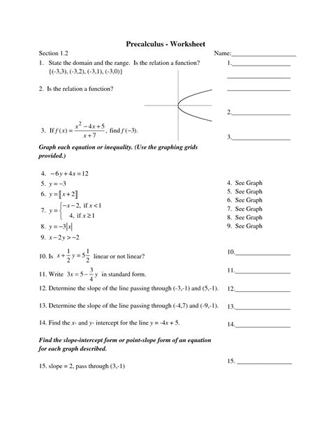 Precalculus Worksheets | MySchoolsMath.com