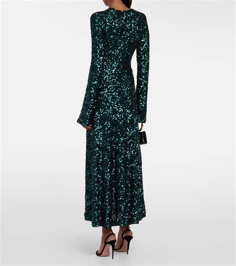 Sequined midi dress in green - Rotate | Mytheresa